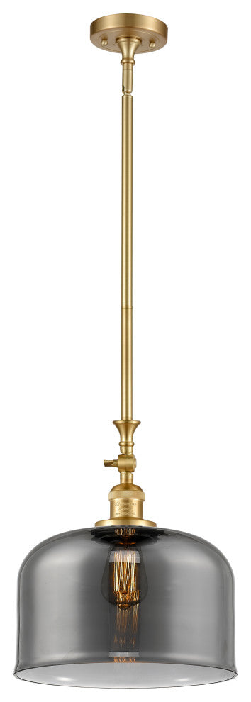 X-Large Bell 1 Light Mini Pendant, Satin Gold, Plated Smoke