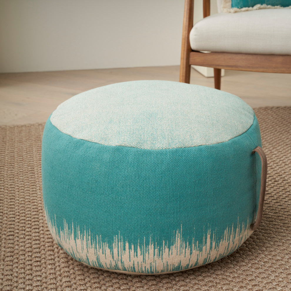 Mina Victory AS263 Pouf, Turquoise, 20"X20"X12"