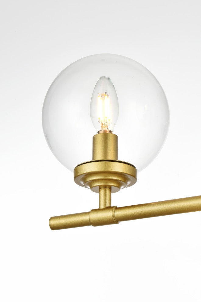 4 Light Brass And Clear Bath Sconce