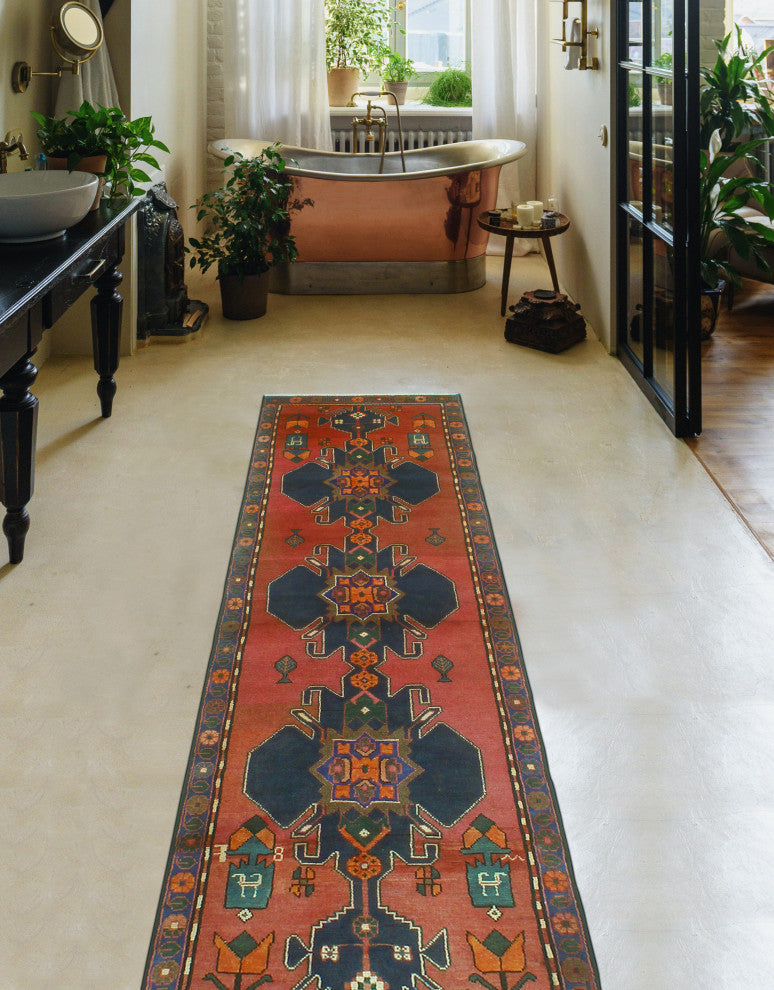 Fine Vintage Distressed Bryson Red/Charcoal Runner, 2'5 x 8'10