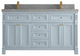 Paris 60" Double Sink Bathroom Vanity, Blue Heather 2" Piatra Gray