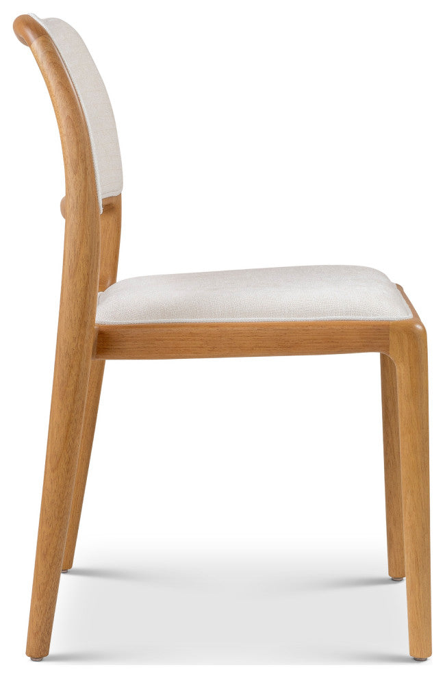 Modern Brazilian Chloe Side Chair Fontana Natural Seat Damasco Frame