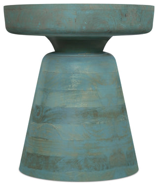 Robbie Solid Mango Wood Accent Table, Teal Wash