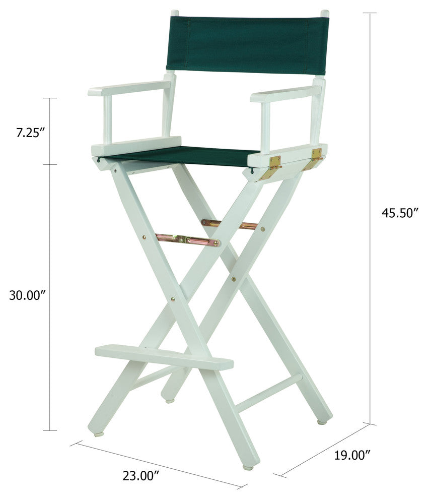 030" Director's Chair White Frame-Hunter Green Canvas