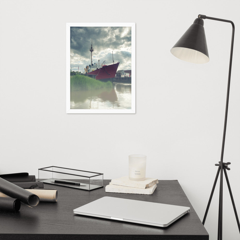 Foggy River Coastal Landscape Framed Photo Paper Wall Art Prints, White, 12" X 16"