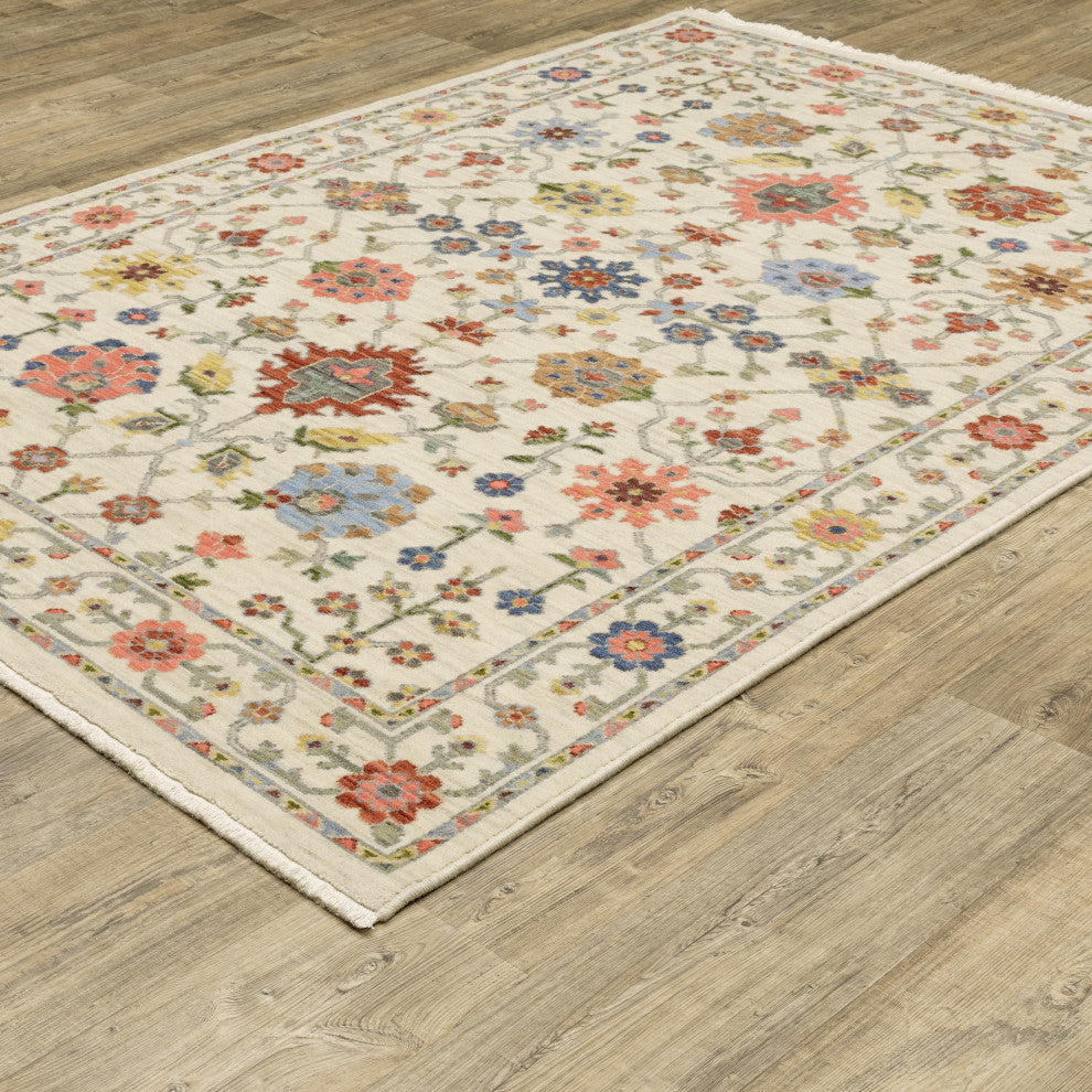 Leoness Floating Floral Indoor Area Rug, Ivory, 7'10" x 10'10"