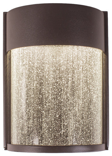 LED Wall Sconce, Bronze With Clear Seedy, 6"x8"