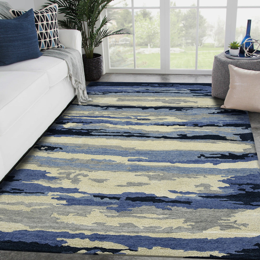 Abstract Gunter Area Rug, Navy, 5' x 8', Abstract