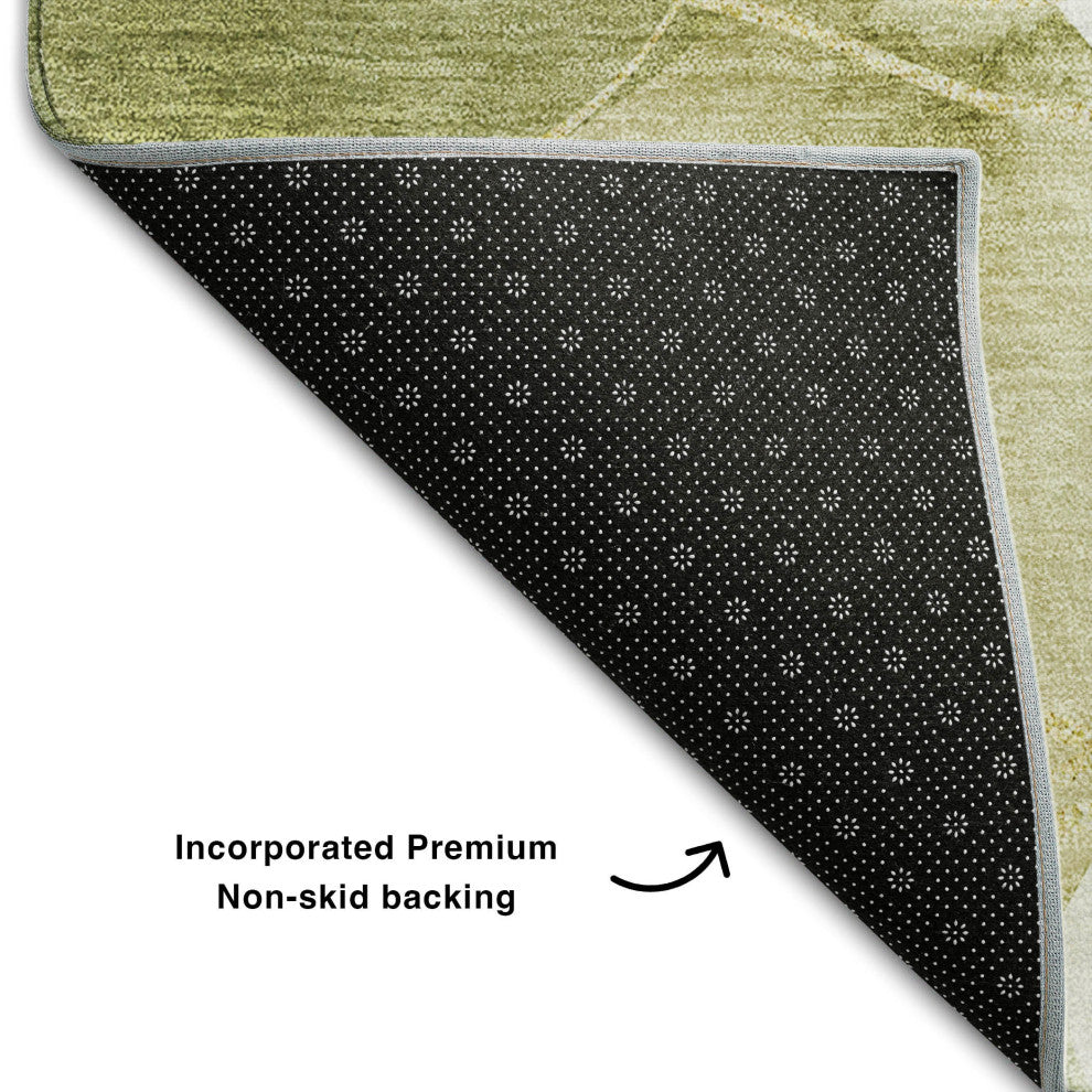 Premium Machine Washable Mayfield AMF544 Green 5' x 7'6" Rug