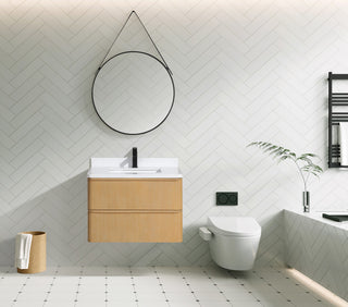 Lucas Bathroom Vanity, Washed Oak, 30", Single Sink, Floating