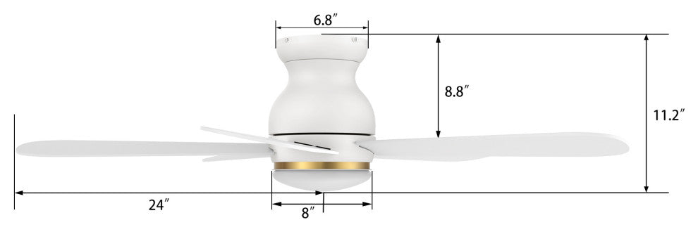 CARRO 48inch Low Profile Flush Ceiling Fan with Remote and Dimmable LED Light, White
