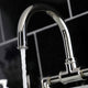 Industrial Style Bridge Bathroom Faucet With Pop-Up Drain, Polished Nickel