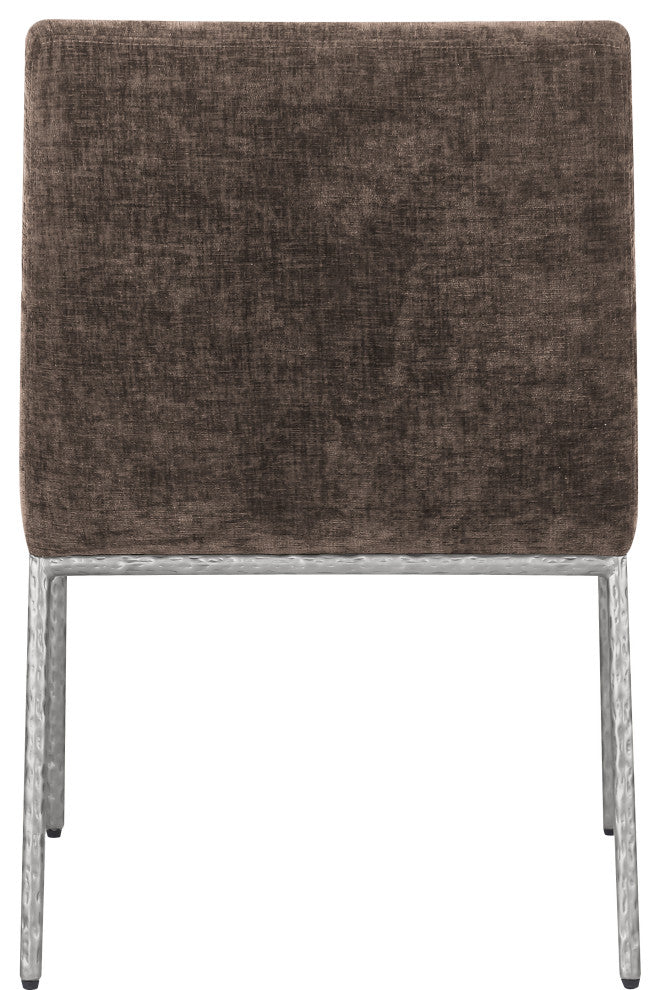 Reeves Upholstered Dining Chair, Brown, Chenille , AC, Brushed Silver, Set of 2