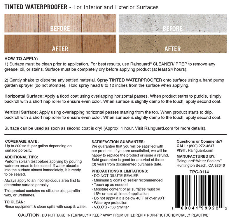 Tinted Waterproofer, 1 Gallon, Natural Brown