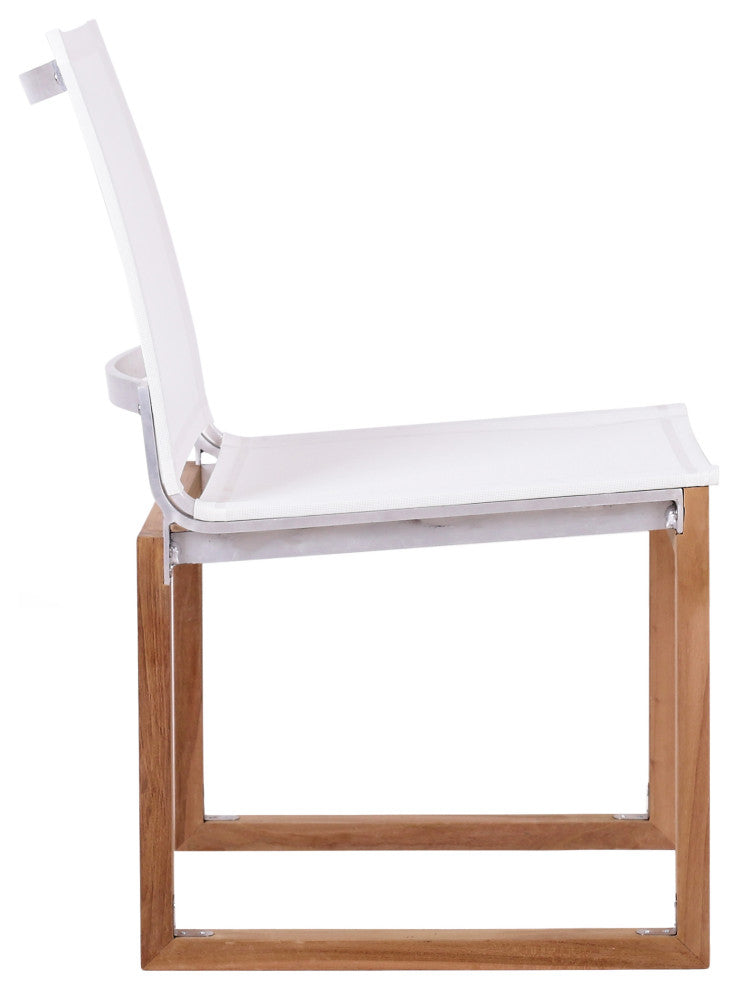 Tulum Waterproof Fabric Mesh Outdoor Patio Dining Side Chair, Off White, Side Chair