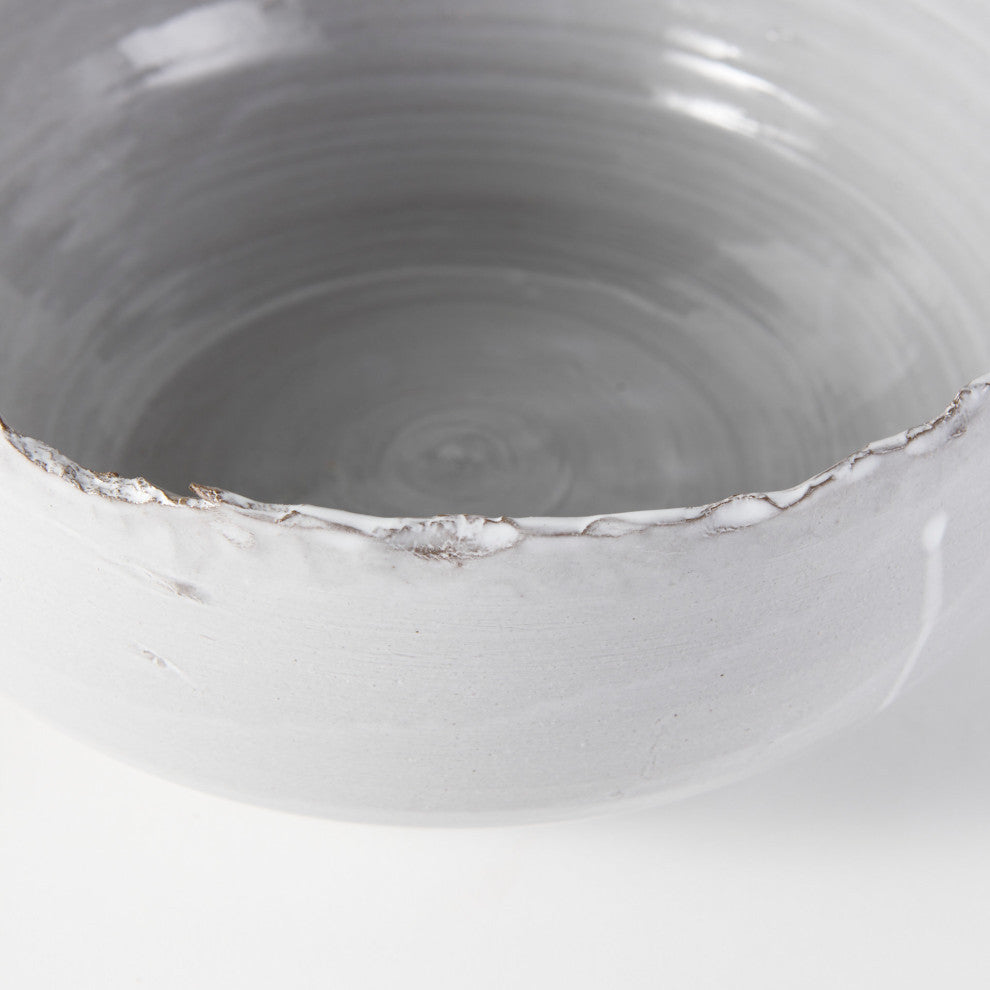 Larsen 13Lx13W White Ceramic Large Decorative Bowl