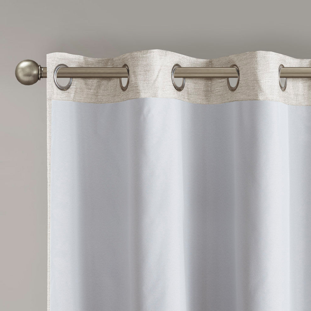 Madison Park Tonal Printed Faux Silk Room Darkening Curtain Panel Pair