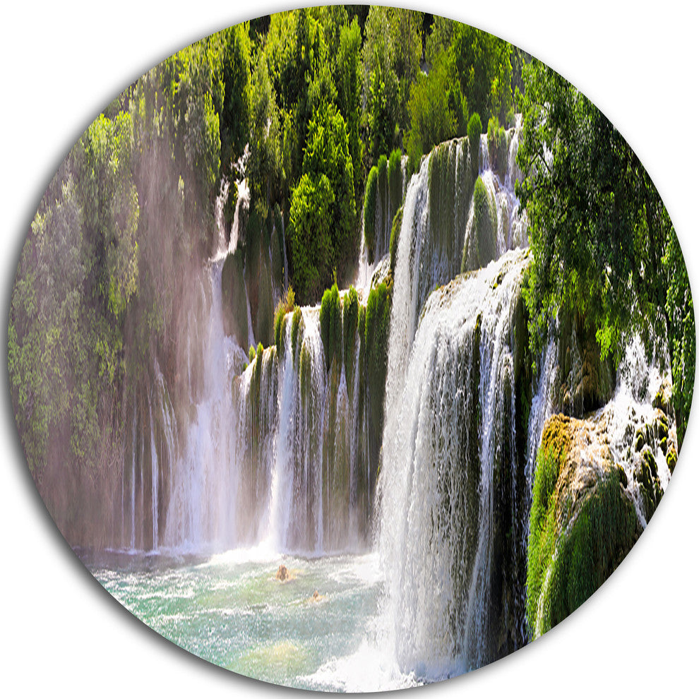 Krka Waterfall Landscape, Round Wall Art, 11"