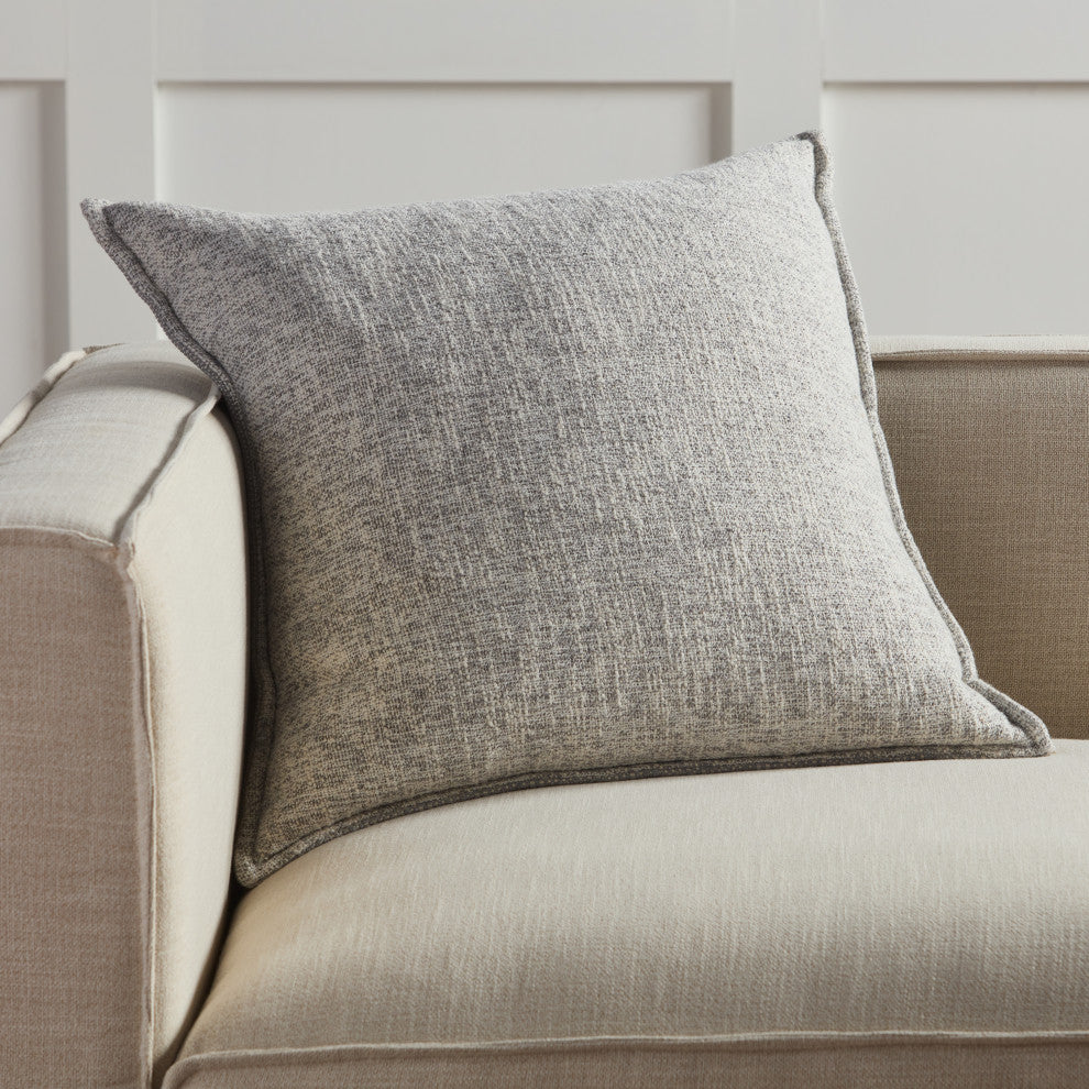 Jaipur Living Lochlan Solid Cream/Silver Poly Fill Pillow 22" Square