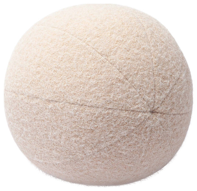 Boba Round Pillow, Rose-Tan Long Mohair, 9"