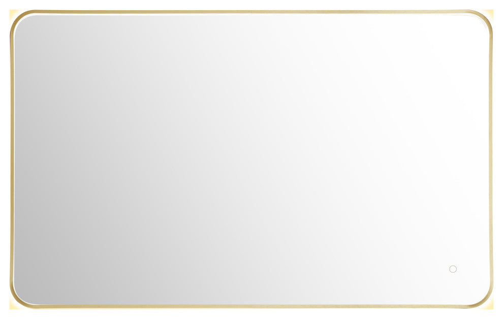 Dazzle Rectangular Bathroom/Vanity LED Lighted Wall Mirror, Brushed Gold, 48"