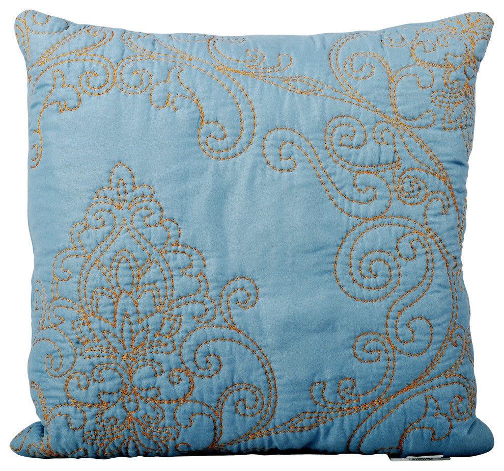 Damask Embroidered Quilted 4 Piece Bed Spread Sets, Forget Me Not, King