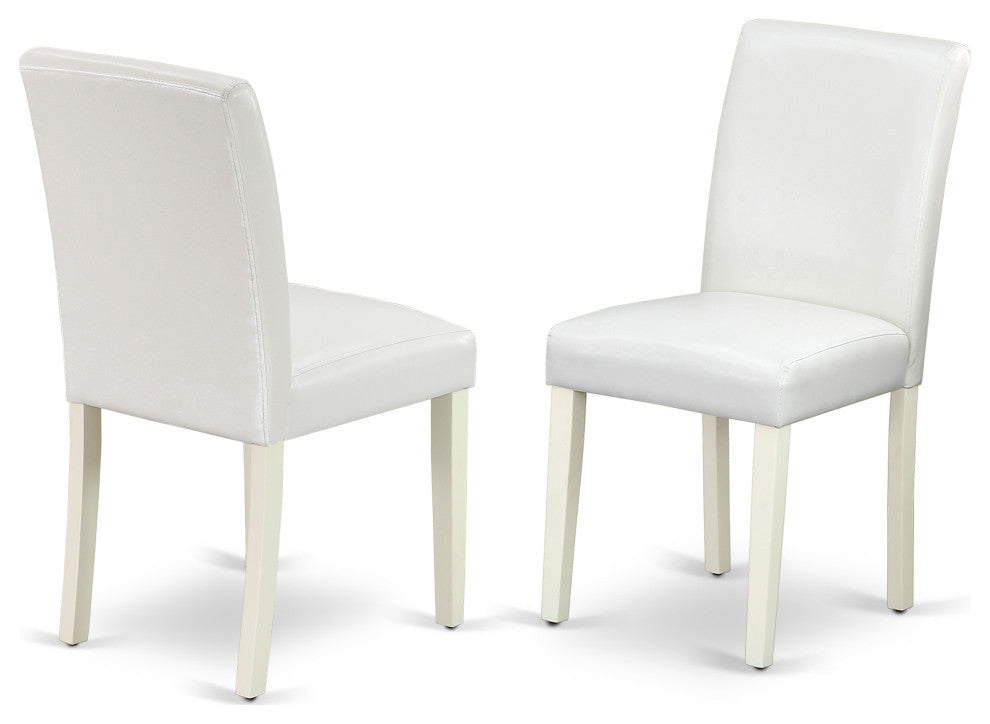 5Pc Dining Set, 4 Chairs, Butterfly Leaf Wood Dining Table, Linen White