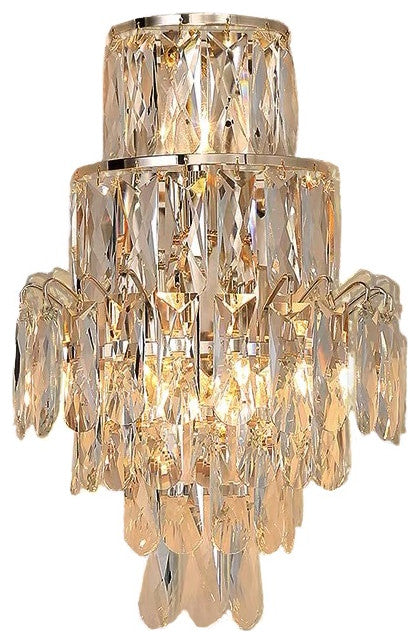 Coslada | Gold/chrome crystal wall sconce, Cool Light
