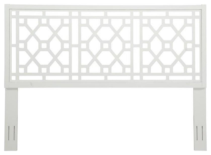 Bowery Hill Transitional Chippendale Wood Headboard - King in White