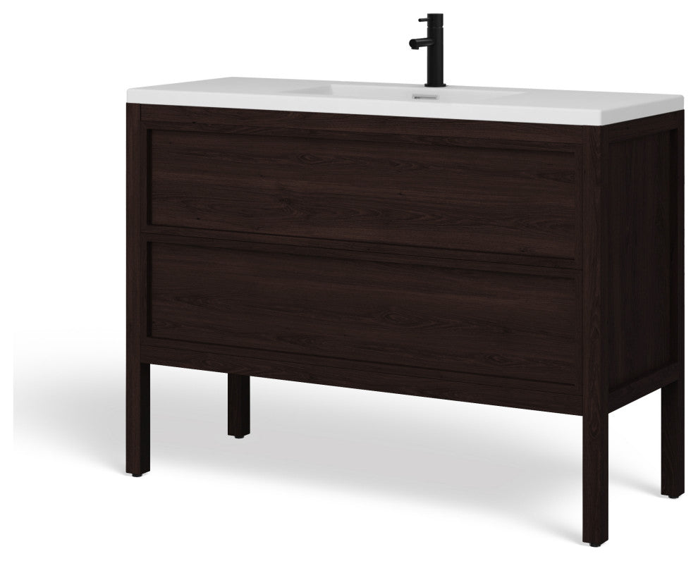 The Shiloh Bathroom Vanity, Dark Walnut, 48", Single Sink, Freestanding