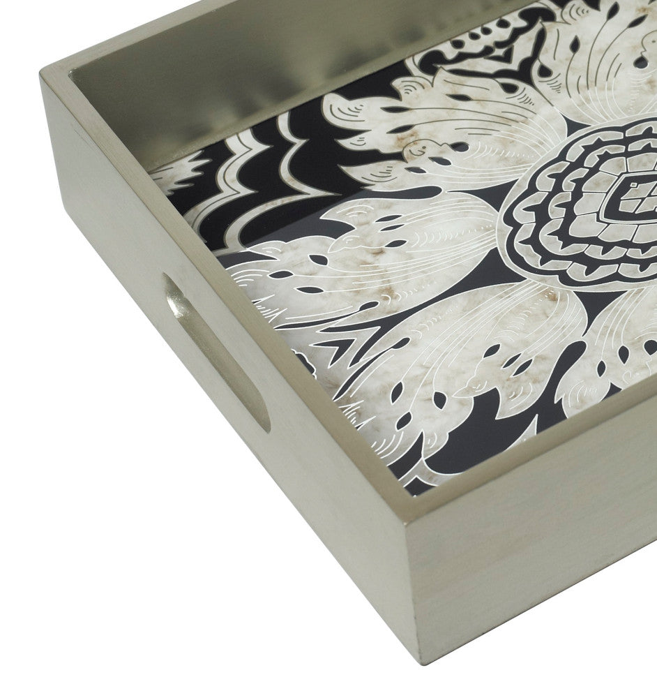 Reverse Painted Mirror Tray, Medium, Midnight