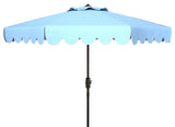 Venice Scallop 9' Crank Outdoor Push Button Tilt Umbrella Baby Blue / White