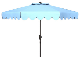 Venice Scallop 9' Crank Outdoor Push Button Tilt Umbrella Baby Blue / White