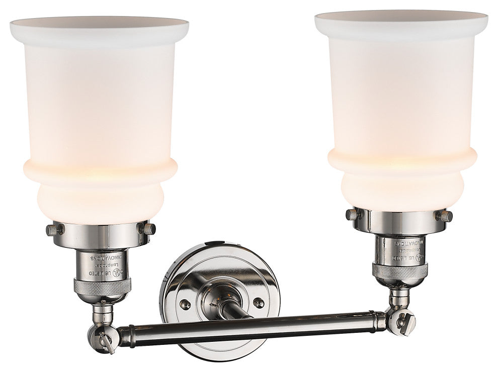 Canton 2-Light Bath Vanity-Light, Polished Nickel, Matte White