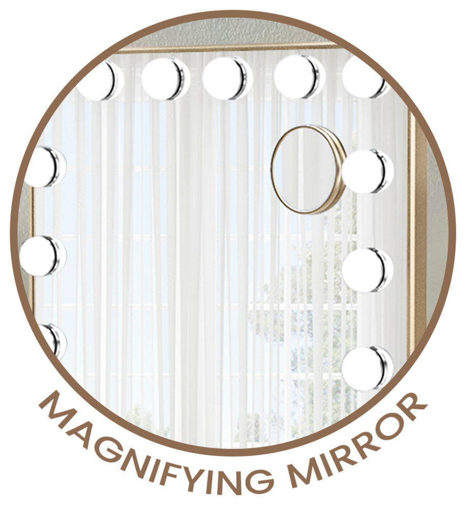 Hollywood Tri Tone Plus Makeup Mirror, Champagne Gold