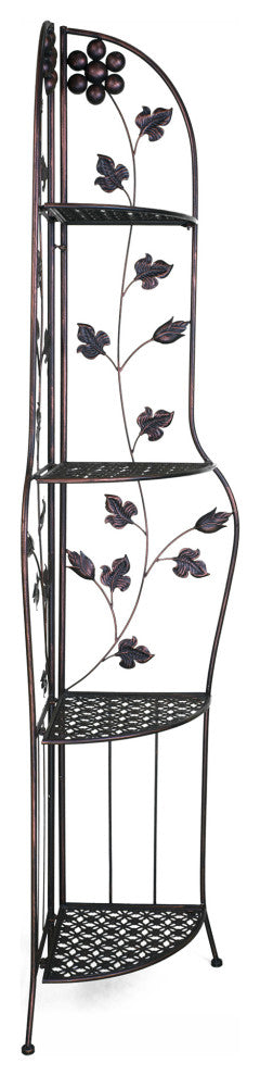 HomeRoots 16" X 3.5" X 67.5" Copper Steel Corner Bakers Rack With Shelves