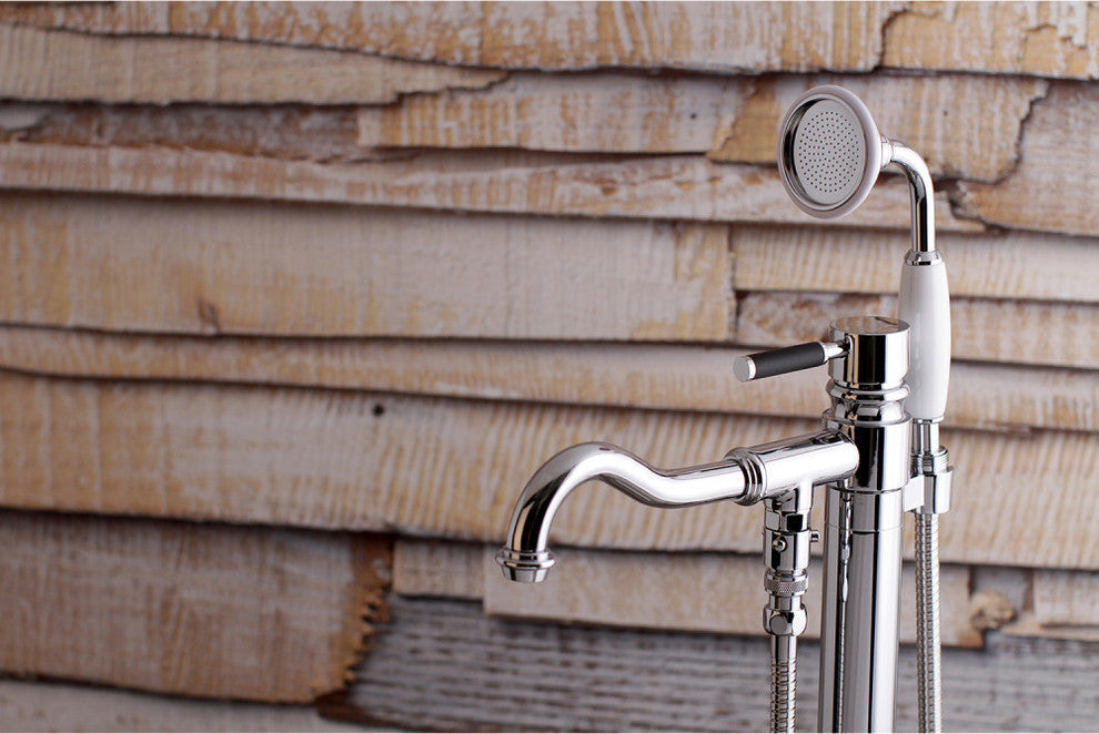 Kingston Brass Freestanding Tub Faucet With Hand Shower, Polished Chrome