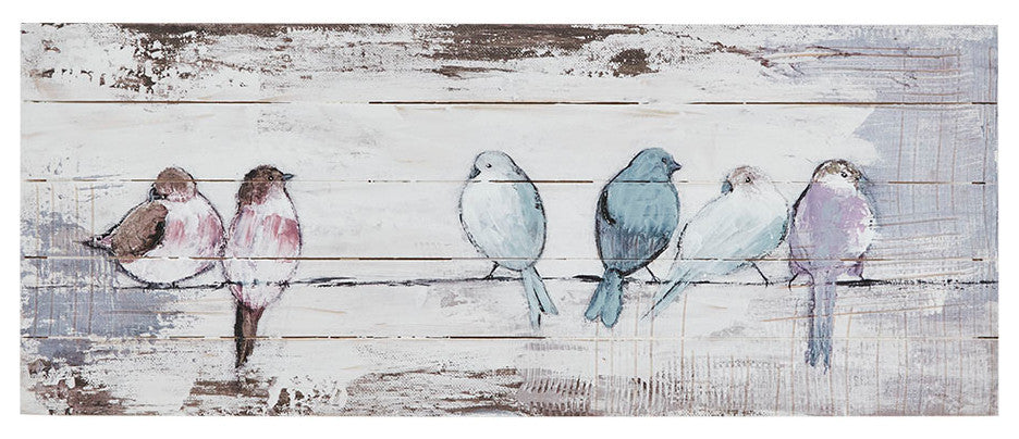Madison Park Perched Birds Hand Painted Wood Plank Panel Wall Decor