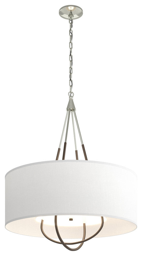 Loop Pendant, Sterling Finish, Bronze Accents, Natural Anna Shade