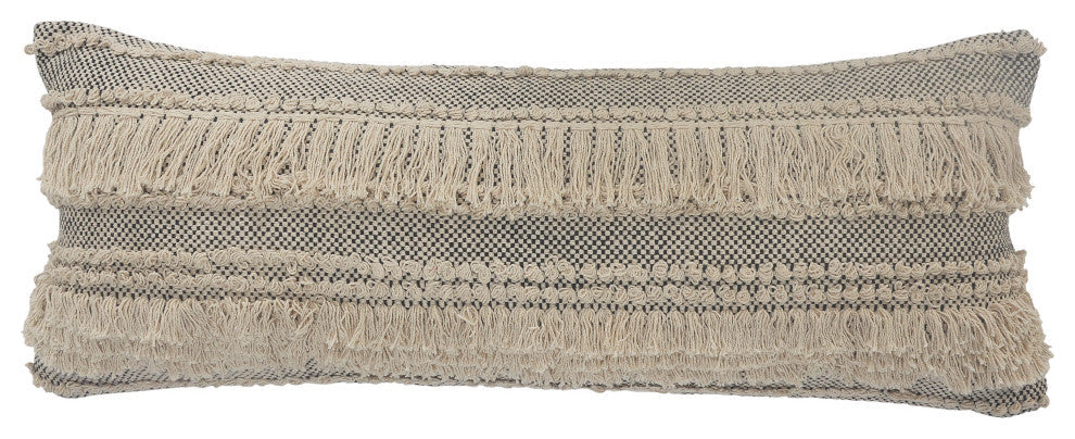 Gray Over-Tufted Farmhouse Throw Pillow