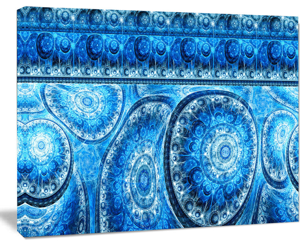 Blue Living Cells Fractal Design, Oversized Abstract Canvas Art Print, 60x40