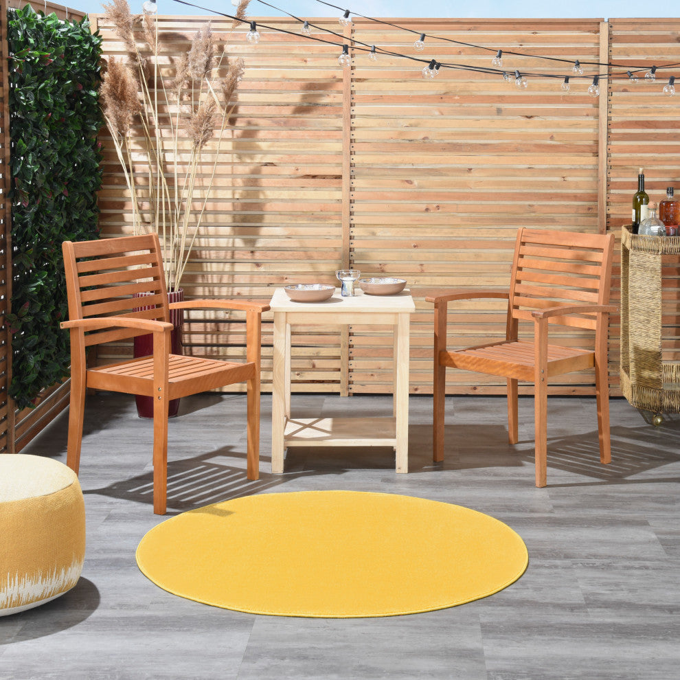 Nourison Essentials 4' x Round Yellow Outdoor Area Rug
