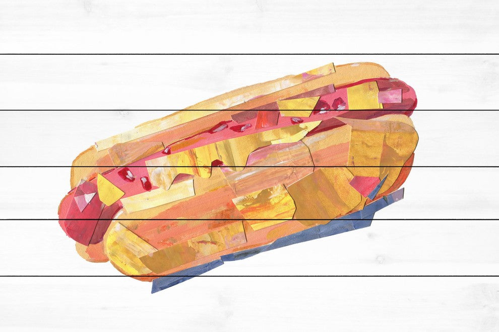 "Hotdog Sensation" Painting Print on White Wood, 45"x30"