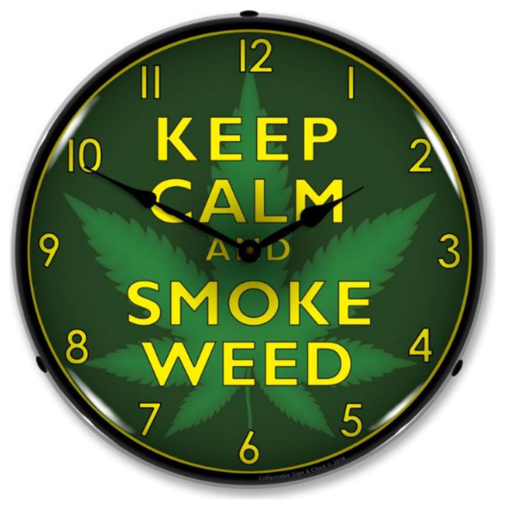 1806852 Marijuana  Keep Calm Clock