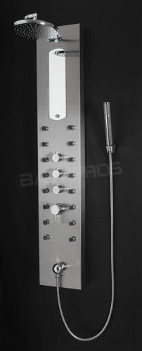Reno Stainless Steel Shower Panel, Massage Jets, Handheld Shower