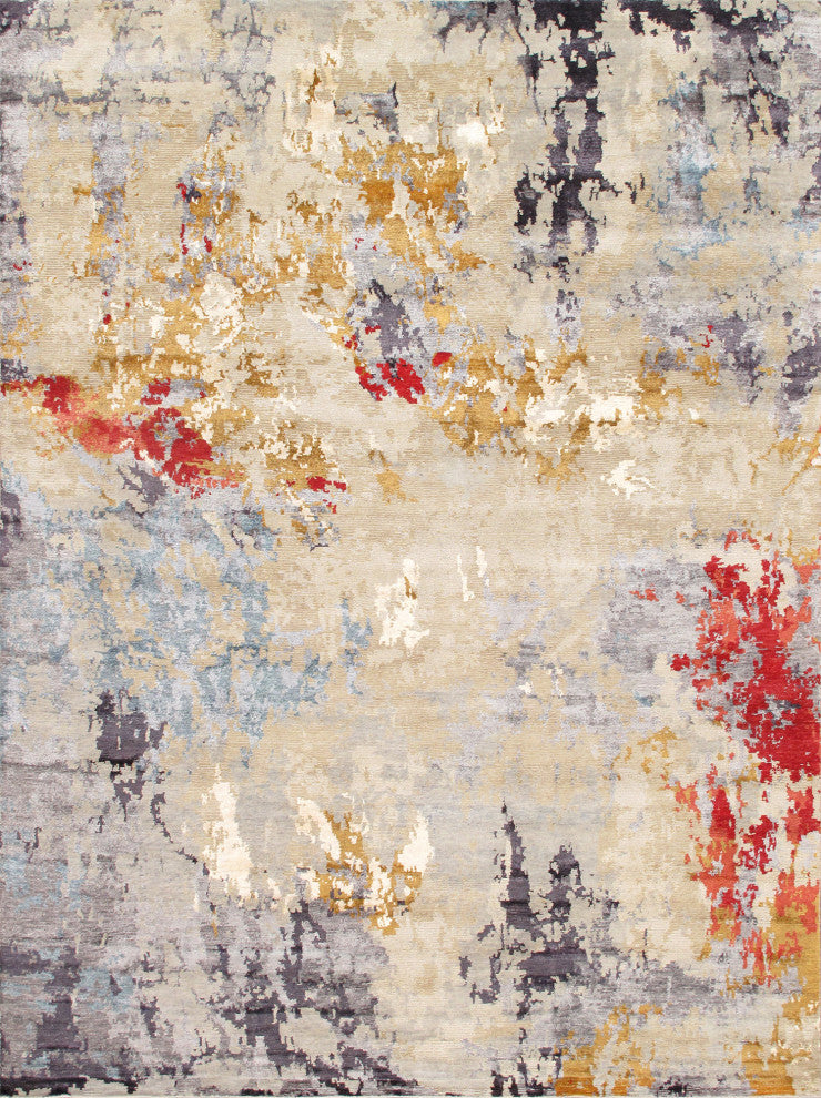 Pasargad Home Modern Collection Multi Bsilk & Wool Area Rug, 10'x13'9"