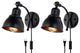 2 Pack Plug In Wall Sconce Light Vintage Black Wall Mount Light Fixture