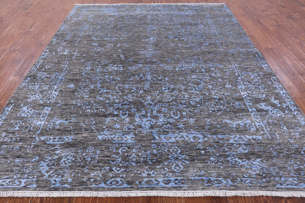Persian Hand Knotted Wool and Silk Rug 8' 1" X 9' 10" Q8691