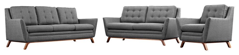Gray Beguile Living Room Set Upholstered Fabric Set of 3
