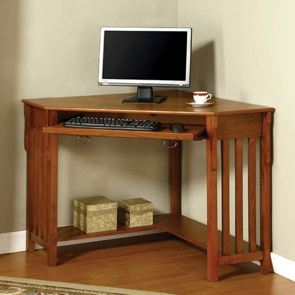 Benzara BM123324 Toledo Contemporary Corner Desk, Medium Oak